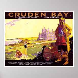 Poster Campos da vila da baía de Cruden, Scotland,