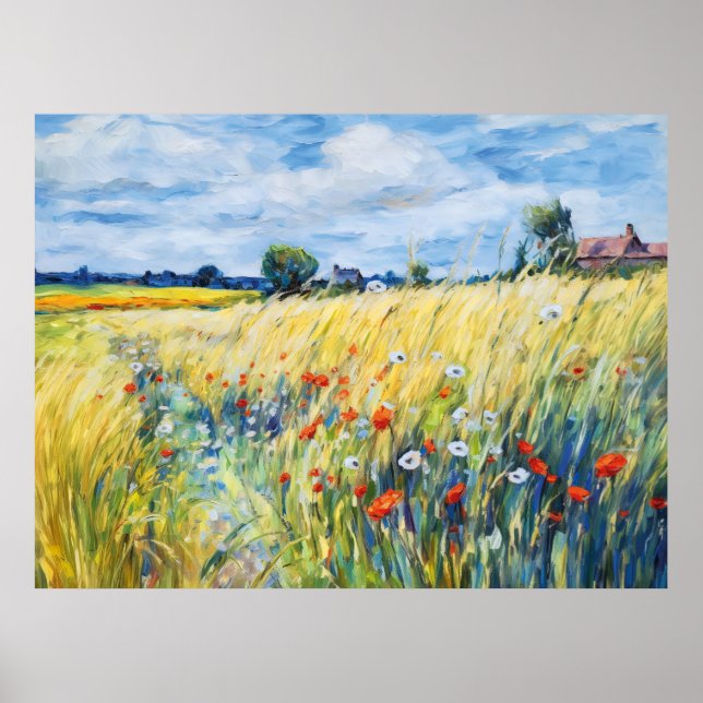 Poster Campos de Flores Silvestres às Margens do Rio Have (Frente)