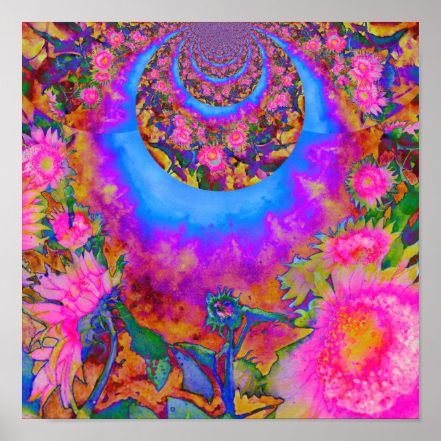 Póster Campos de girassol para sempre, flores de girassol (Frente)