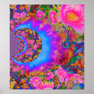 Póster Campos de girassol para sempre - rosa