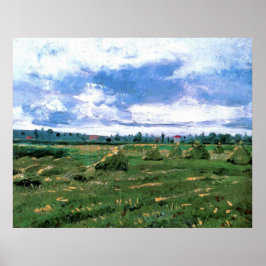 Poster Campos de trigo com Haystacks por Vincent van Gogh