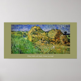 Póster Campos de trigo com pilhas, Vincent van Gogh