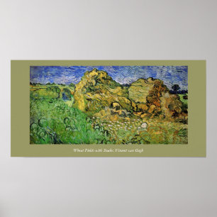 Póster Campos de trigo com pilhas, Vincent van Gogh