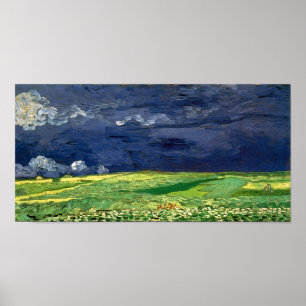 Poster Campos De Trigo Sob Arte Bela Nublada Sky Van Gogh