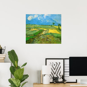Poster Campos de trigo Van Gogh em Auvers sob céu nublado