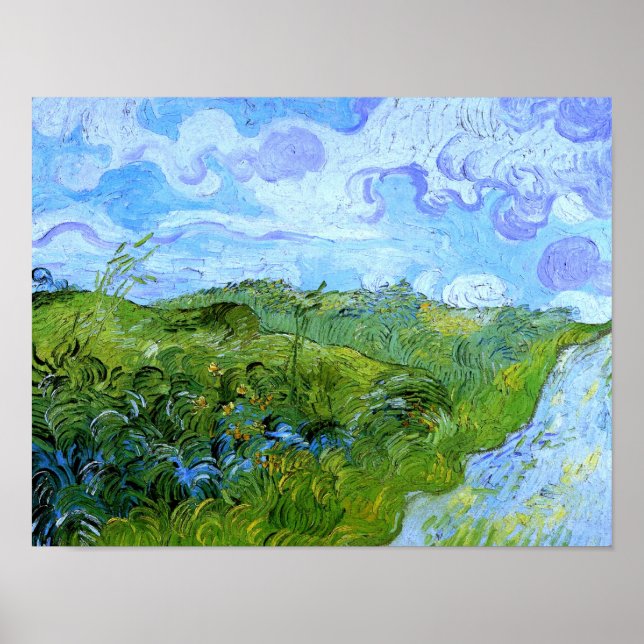 Póster Campos de trigo verde Van Gogh Fine Art (Frente)