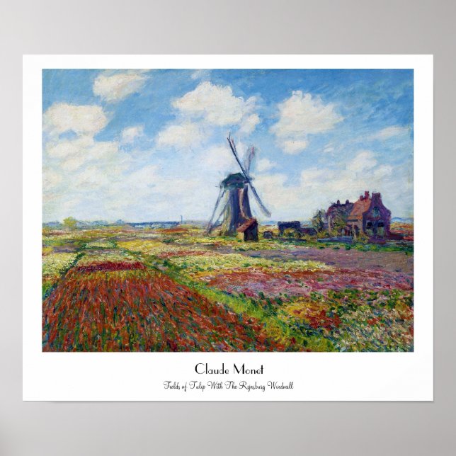 Poster Campos de Tulip com Monet da Esteira de Rijnsburg (Frente)