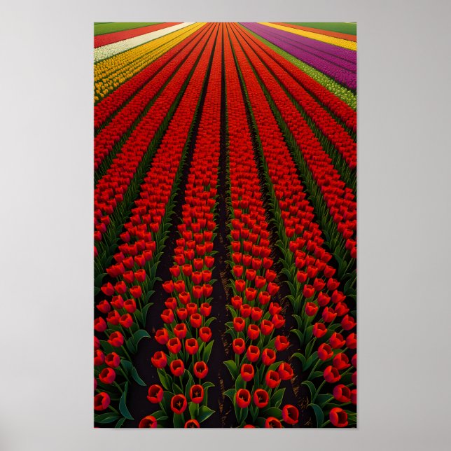 Poster Campos de Tulipas Coloridos (Frente)