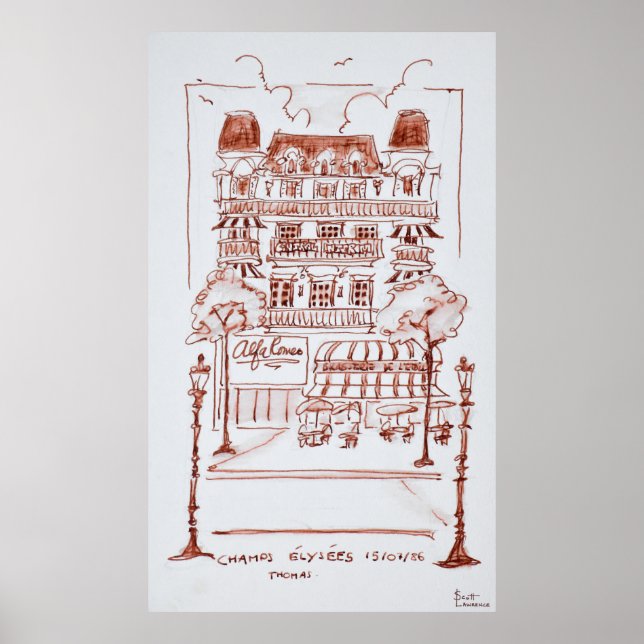 Póster Campos Elísios | Paris, França (Frente)