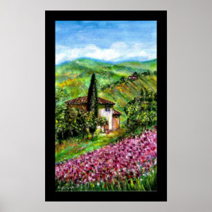 PÓSTER CAMPOS IRIS PURPOS NA PAISAGEM DA TÚSCULA VERDE