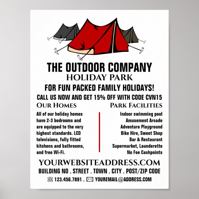 Poster Campsite, Anúncio de Holiday Park (Frente)