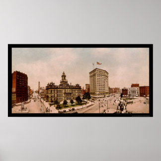 Poster Campus Martius em Detroit, MI 1900