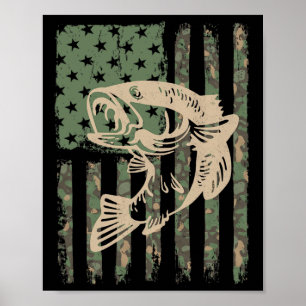 Poster Camuflagem Bandeira Dos Eua Grande Boca B Pesca 1