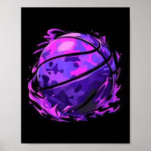Poster Camuflagem de Basquete Roxo Para Homens Mulheres C