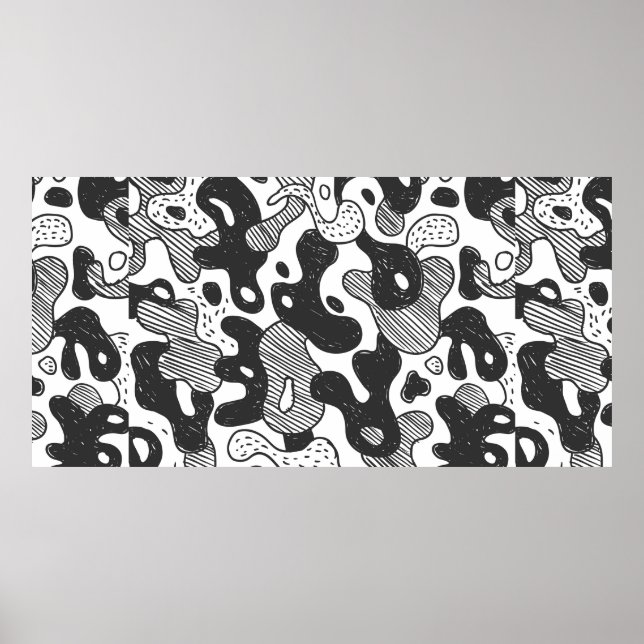 Poster camuflagem de estilo abstrato, preto (Frente)