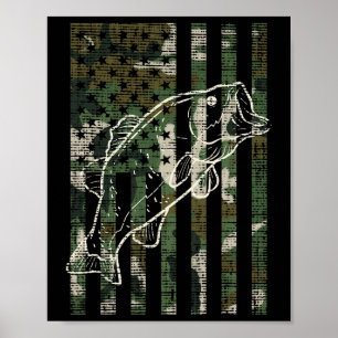 Poster Camuflagem de pesca Bandeira dos EUA Peixe B Patri