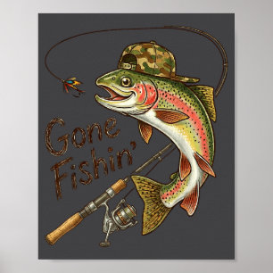Poster Camuflagem de Pesca de Truta de Pesca Gone Vintage