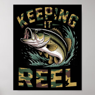 Poster Camuflagem de pesca juvenil robalo pai mantendo ca