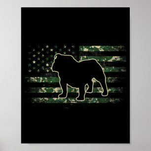 Poster Camuflagem do Bulldog Bandeira Americana EUA Amant