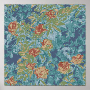 Poster Camuflagem e flores