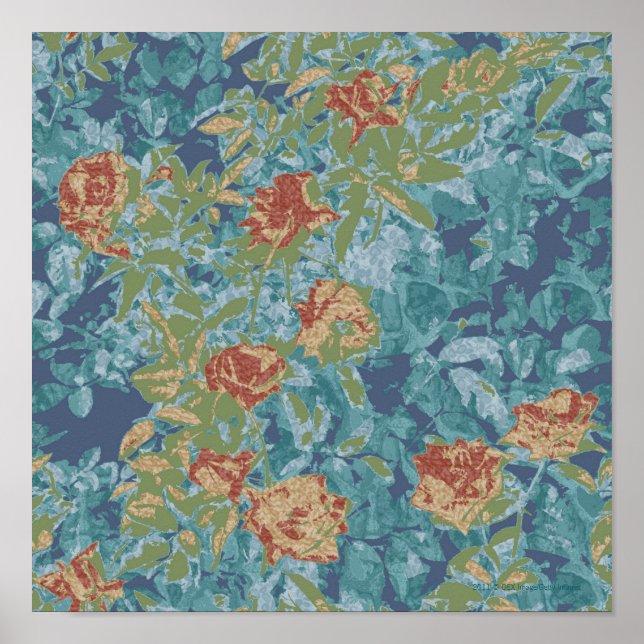 Poster Camuflagem e flores (Frente)