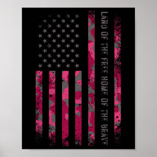 Poster Camuflagem Rosa Bandeira dos EUA Camuflagem Milita