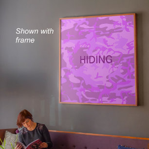 Poster Camuflagem Roxo Claro com Citação de Esconderijo