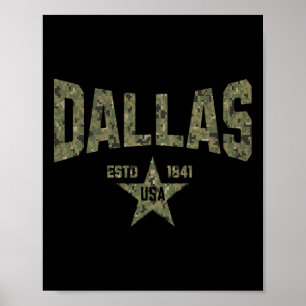 Poster Camuflagem Suvenir EUA Estrela Dallas Texas
