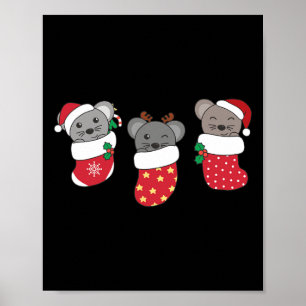 Poster Camundongos Bonitos Em Meias De Natal Para A Mãe D