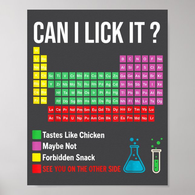 Poster Can I Lick It Periodic Table Chart Science Teacher (Frente)