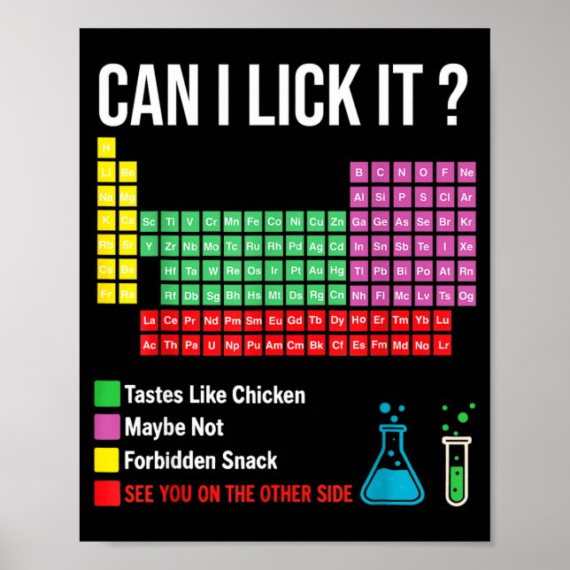 Poster Can I Lick It Periodic Table Chart Science Teacher (Frente)