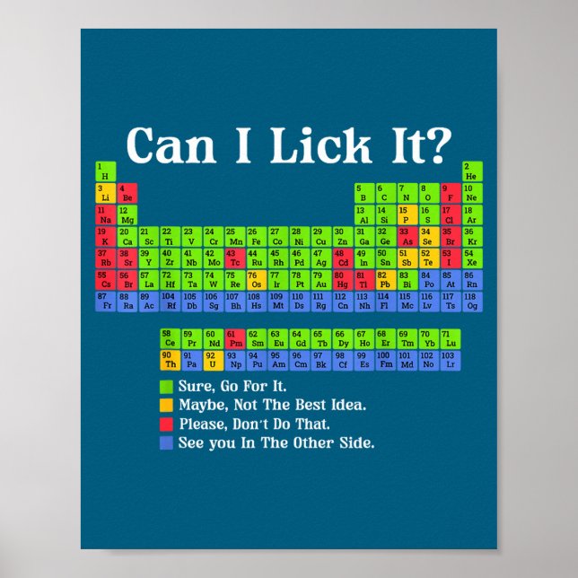 Poster Can I Lick It Periodic Table Chart Science Teacher (Frente)