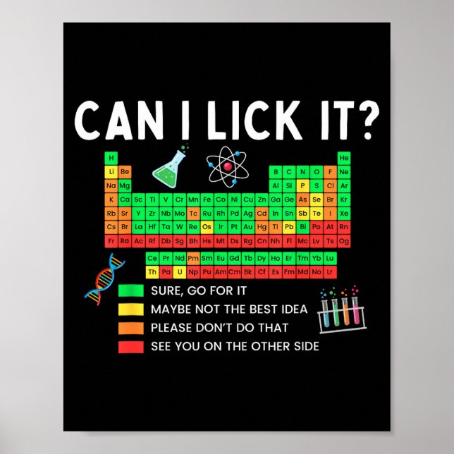 Poster Can I Lick It Periodic Table Chart Science Teacher (Frente)