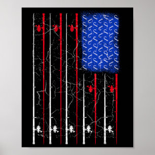 Poster Cana de Pesca Topo Bandeira Americana dos EUA 