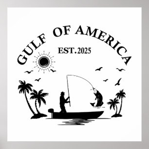 Poster Cana de pescar patriótica americana Golfo da Améri