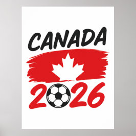 Poster Canada 2026 Soccer Fan Design with Maple Leaf