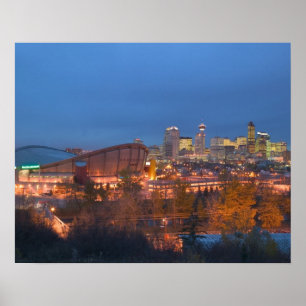 Póster Canadá, Alberta, Calgary: Silhueta da Cidade a par