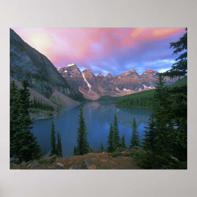 Póster Canadá, Alberta, Lago Moraine ao Amanhecer, Banff (Frente)
