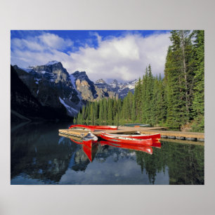 Póster Canadá, Alberta, Lago Moraine. O espelho d'água