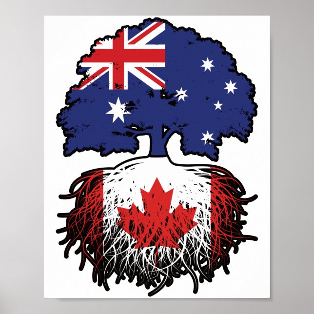 Poster Canadá, Austrália, Canadá, Raízes de Árvore (Frente)