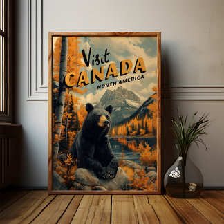 Poster Canada Black Bear Vintage Travel