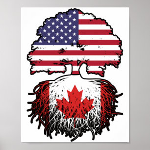 Poster Canadá Canadá Canadá americano Tree Roots Flag