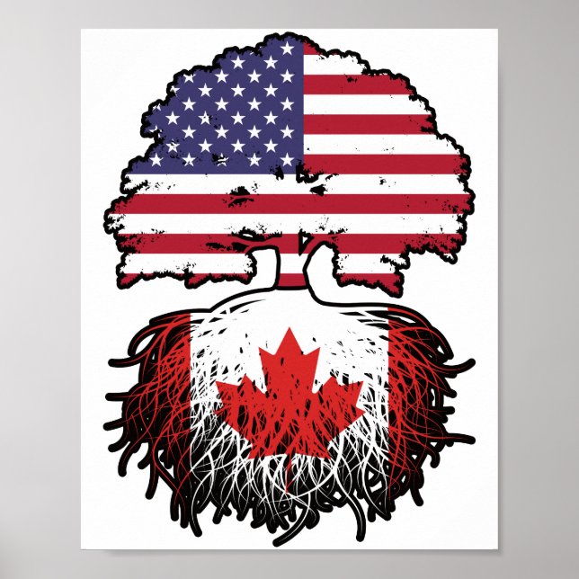 Poster Canadá Canadá Canadá americano Tree Roots Flag (Frente)