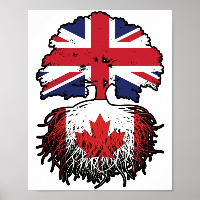 Poster Canadá canadiano British Tree Roots Flag (Frente)