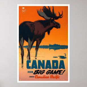 Poster Canadá dos anos 50 para a grande caça! Caça ao est