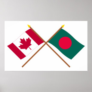 Póster Canadá e bandeiras cruzadas Bangladesh