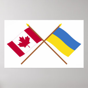 Póster Canadá e bandeiras cruzadas Ucrânia