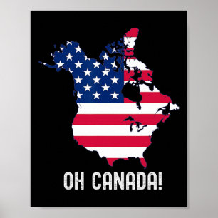 Poster Canadá EUA 51º Mapa do Estado Bandeira Americana E