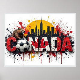 Poster Canada Football Citiscape Oil Painting Style Art