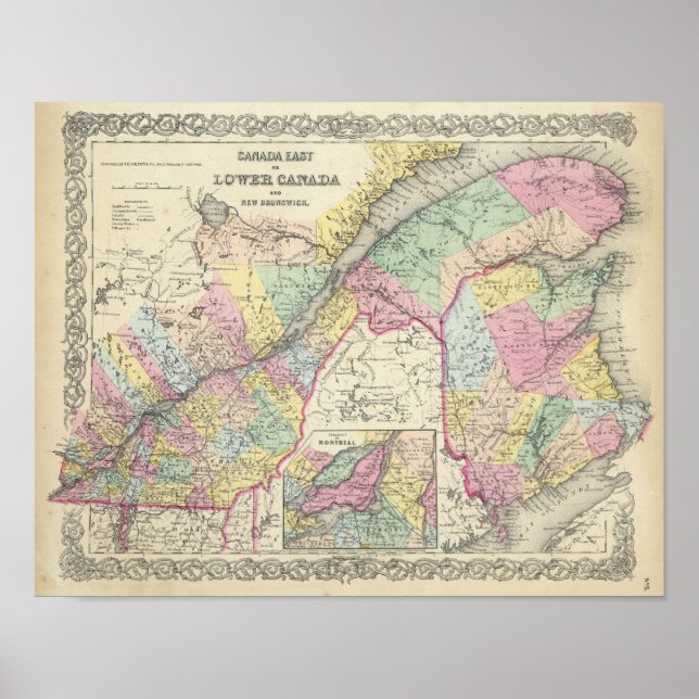 Poster Canadá Leste Ou Inferior Canadá E Novo Brunswick (Frente)